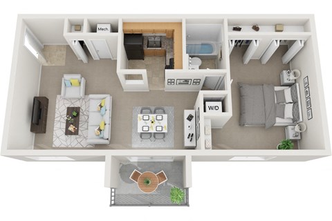 1 bedroom 1 bath non renovated floor plan at Doncaster Village Apartments, Parkville, MD, 21234